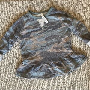 Kids Camo Ruffle-Hem Sweatshirt - Green/Brown